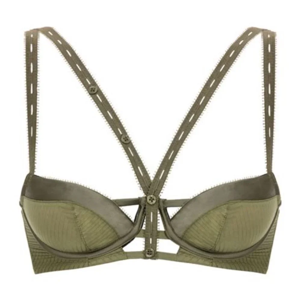NWT - Chantal Thomas - Army Green Underwire Balconette Bra - 85D Fr / 32D US - Picture 5 of 7